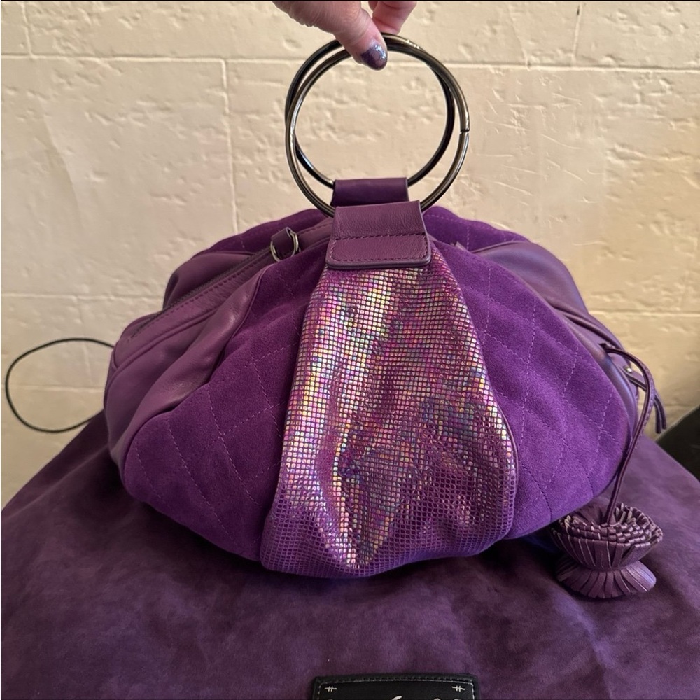 Sharif 1827 leather suede museum holographic balloon bag
